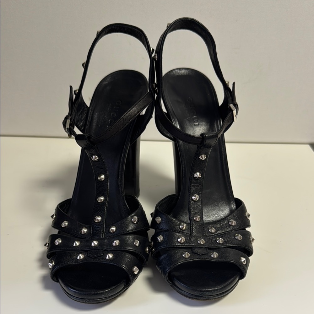 Gucci Jacqueline Black Studded Women's Heels 👠 - Picture 2 of 11